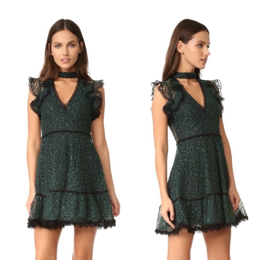 Alexis Dark Green Lace Mini Dress